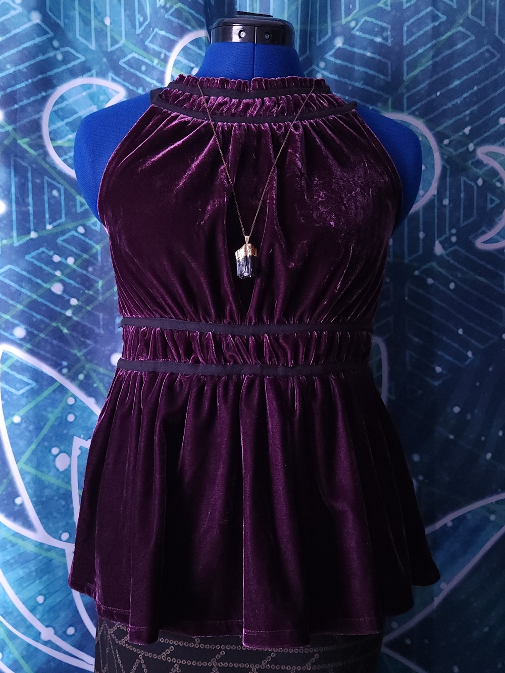 Purple Velvet Halter Peplum Top 🔮✨ Gothic Witchy Y2K Fairy Size Small